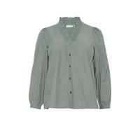 Langarmbluse KAFFE CURVE "Damen Langarm-Bluse KCmai", Damen, Gr. 48, grün (balsam grün), Obermaterial: 80% Polyester PES. 20% Baumwolle CO., Blusen (28670432-48) balsam grün