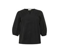 Langarmbluse KAFFE CURVE "Langarm-Bluse KClilje", Damen, Gr. 46, schwarz (schwarz deep), Obermaterial: 80% Polyester PES. 20% Baumwolle CO., Blusen (91089611-46) schwarz deep