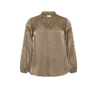 Langarmbluse KAFFE CURVE "Langarm-Bluse KCmilia", Damen, Gr. 44, beige (morel), Obermaterial: 68% Baumwolle CO. 32% Polyester PES., Blusen (14465523-44) morel
