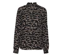 Langarmbluse KAFFE "Damen Bluse langarm KAluna", Damen, Gr. 34, schwarz (schwarz, beige abstract print), Obermaterial: 100% Viskose LENZING ECOVERO CV LenzEcov., Blusen (79565326-34) schwarz, beige ab
