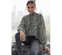 Langarmbluse LASCANA Gr. 42, grün (grün, schwarz bedruckt) Damen Blusen Bestseller (42939401-42) grün, schwarz bedruckt