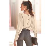 Langarmbluse LASCANA Gr. 40, beige (creme) Damen Blusen (81907852-40) creme