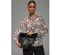 Langarmbluse LAURA SCOTT, Damen, Gr. 38, braun (braun gemustert), Web, Obermaterial: 100% Polyester, figurumspielend hüftbedeckend, Puffärmel gesmokt, Blusen, aus leicht transparentem Chiffon, mit ges