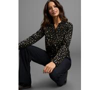 Langarmbluse LAURA SCOTT, Damen, Gr. 46, schwarz, Web, Obermaterial: 100% Polyester, Glitzermuster, figurumspielend hüftbedeckend, Blusen, figurumspielende Passform, aus leichtem Webmaterial, mit Steh