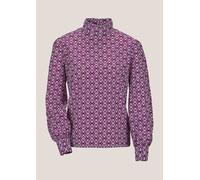 Langarmbluse MADELEINE "Bluse Bedruckte Bluse zum Schlüpfen", Damen, Gr. 44, lila (brombeere, weiß), Obermaterial: 100% Polyester PES., Blusen (18243135-44) brombeere, weiß