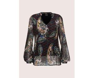 Langarmbluse MADELEINE "Bluse Elegante Chiffon-Tunika mit V-Ausschnitt", Damen, Gr. 36, bunt (multicolor), Obermaterial: 100% Polyester PES., Modern, V-Ausschnitt, Blusen, Plissiertes Shirt mit Paisle