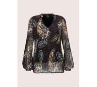 Langarmbluse MADELEINE "Bluse Elegante Chiffon-Tunika mit V-Ausschnitt", Damen, Gr. 42, bunt (multicolor), Obermaterial: 100% Polyester PES., Modern, Blusen, Plissiertes Shirt mit Paisley (25264334-42