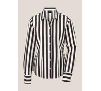 Langarmbluse MADELEINE "Bluse Gestreifte kontraststarke Hemdbluse", Damen, Gr. 36, schwarz (schwarz, wollweiß), Obermaterial: 100% Baumwolle CO., Blusen (37531033-36) schwarz, wollweiß