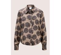 Langarmbluse MADELEINE "Bluse Hemdbluse mit floralem Print", Damen, Gr. 38, beige (cappuccino, bleigrau), Modern, regular fit, Blusen (29363010-38) cappuccino, bleigrau