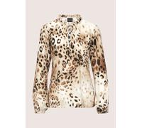 Langarmbluse MADELEINE "Bluse Leo-Dessin Bluse in Tunika-Form", Damen, Gr. 40, beige (caramel, multicolor), Obermaterial: 100% Viskose CV., Modern, normal, V-Ausschnitt, Blusen (68982646-40) caramel,