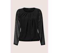 Langarmbluse MADELEINE "Bluse Rundhals-Bluse mit transparenten Ärmeln", Damen, Gr. 34, schwarz, Obermaterial: 100% Polyester PES., Modern, normal, Blusen (87108554-34) schwarz