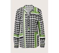 Langarmbluse MADELEINE "Bluse Tunika-Bluse", Damen, Gr. 42, schwarz (schwarz, weiß, grün), Obermaterial: 100% Viskose CV., Blusen (65292122-42) schwarz, weiß, grün