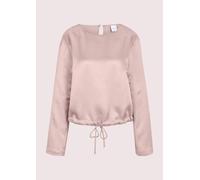 Langarmbluse MADELEINE "Blusenshirt Schlupfbluse mit Tunnelzug und Bindeband", Damen, Gr. 34, beige (cappuccino), Obermaterial: 72% Viskose CV. 28% Seide silk., Modern, Blusen, Bluse mit Tunnelzug und