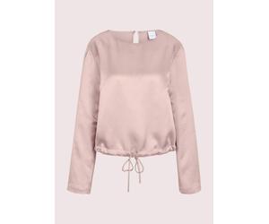 Langarmbluse MADELEINE "Blusenshirt Schlupfbluse mit Tunnelzug und Bindeband", Damen, Gr. 44, beige (cappuccino), Obermaterial: 72% Viskose CV. 28% Seide silk., Modern, Blusen, Bluse mit Tunnelzug und