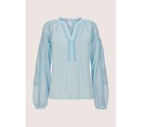 Langarmbluse MADELEINE "Blusenshirt Sommertunika mit Spitzendetails", Damen, Gr. 42, blau (himmelblau), Obermaterial: 54% Baumwolle CO. 46% Viskose CV., Blusen (19528061-42) himmelblau