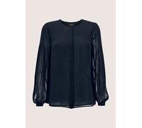 Langarmbluse MADELEINE "Chiffonbluse Elegante Bluse mit plissiertem Rückenteil", Damen, Gr. 34, blau (marine), Obermaterial: 100% Polyester PES., Modern, Blusen, Modische Chiffonbluse im Rückenteil pl