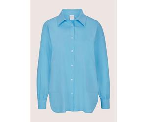 Langarmbluse MADELEINE "Hemdbluse Baumwollbluse mit Paspeltaschen", Damen, Gr. 40, blau (helltürkis), Obermaterial: 72% Baumwolle CO. 25% Polyamid PA. 3% Elasthan EL., Modern, schmal, Blusen, Bluse mi