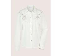 Langarmbluse MADELEINE "Hemdbluse Elegante Bluse mit Zierperlen", Damen, Gr. 34, weiß, Obermaterial: 97% Baumwolle CO. 3% Elasthan EL., Modern, Blusen (51369767-34) weiß