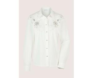 Langarmbluse MADELEINE "Hemdbluse Elegante Bluse mit Zierperlen", Damen, Gr. 48, weiß, Obermaterial: 97% Baumwolle CO. 3% Elasthan EL., Modern, Blusen (51369767-48) weiß