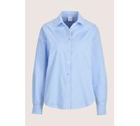 Langarmbluse MADELEINE "Hemdbluse Glamouröse Bluse mit Ziersteinen", Damen, Gr. 42, weiß (gletscherblau, weiß), Obermaterial: 100% Baumwolle CO., Blusen (10383026-42) gletscherblau, weiß