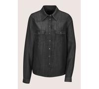 Langarmbluse MADELEINE "Hemdbluse Lässige Denim-Bluse mit Hemdkragen", Damen, Gr. 36, schwarz (schwarz denim), Modern, V-Ausschnitt, Blusen (90643254-36) schwarz denim