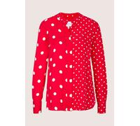 Langarmbluse MADELEINE "Hemdbluse Viskosebluse mit Pünktchen-Design", Damen, Gr. 46, rot (rot, weiß), Obermaterial: 100% Viskose CV., Modern, gerade, Blusen, Kellerfalte (21717844-46) rot, weiß
