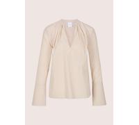 Langarmbluse MADELEINE "Streifenbluse Blusenshirt mit Streifendesign", Damen, Gr. 38, beige (beige, weiß), Obermaterial: 100% Baumwolle CO., Modern, figurumspielend, Blusen, Bluse mit Rundhalsblende m