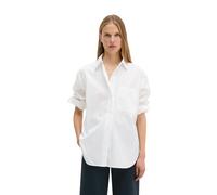Langarmbluse MARC O'POLO "aus Baumwoll-Premium-Popeline", Damen, Gr. 46, weiß, Obermaterial: 100% Baumwolle, unifarben, loose fit normal, Manschette, Blusen (63766144-46) weiß