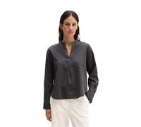 Langarmbluse MARC O'POLO "aus Baumwoll-Satin", Damen, Gr. 42, blau graphite, Obermaterial: 100% Baumwolle, unifarben, regular fit normal, Manschette, Blusen (88675407-42) blau graphite