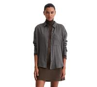 Langarmbluse MARC O'POLO "aus Baumwoll-Satin", Damen, Gr. 44, dunkelgrau, Obermaterial: 100% Baumwolle, gestreift, Basic, oversize normal, Manschette, Blusen (42981653-44) dunkelgrau