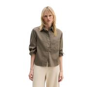 Langarmbluse MARC O'POLO "aus Baumwoll-Satin", Damen, Gr. 46, chalky braun, Obermaterial: 100% Baumwolle, unifarben, loose fit normal, Doppelmanschette, Blusen (41642712-46) chalky braun