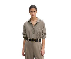 Langarmbluse MARC O'POLO "aus Crinkle-Viskose-Mix", Damen, Gr. 36, medium braun, Obermaterial: 83% Viskose, 17% Polyamid, gestreift, loose fit normal, Manschette, Blusen (29792463-36) medium braun