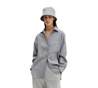 Langarmbluse MARC O'POLO "aus Crinkle-Viskose-Mix", Damen, Gr. 44, medium blau, Obermaterial: 83% Viskose, 17% Polyamid, gestreift, loose fit normal, Manschette, Blusen (43389309-44) medium blau