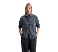 Langarmbluse MARC O'POLO "aus Papertouch-Popeline", Damen, Gr. 32, bunt (dunkelblau), Obermaterial: 100% Baumwolle, bedruckt, regular fit normal, normaler Saum, Blusen (97317751-32) dunkelblau