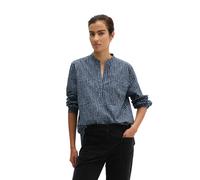 Langarmbluse MARC O'POLO "aus Papertouch-Popeline", Damen, Gr. 36, blau (medium blau), Obermaterial: 100% Baumwolle, bedruckt, regular fit normal, V-Ausschnitt, Manschette, Blusen (94213753-36) medium