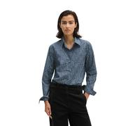 Langarmbluse MARC O'POLO "aus Papertouch-Popeline", Damen, Gr. 42, blau (medium blau), Obermaterial: 100% Baumwolle, bedruckt, regular fit normal, Manschette, Blusen (31826016-42) medium blau