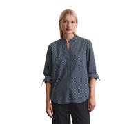 Langarmbluse MARC O'POLO "aus Papertouch-Popeline", Damen, Gr. 44, dunkelblau, Obermaterial: 100% Baumwolle, bedruckt, regular fit normal, V-Ausschnitt, normaler Saum, Blusen (40645952-44) dunkelblau