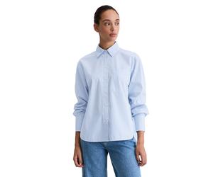 Langarmbluse MARC O'POLO "aus Premium-Baumwoll-Popeline", Damen, Gr. 32, bright blau, Obermaterial: 100% Baumwolle, gestreift, loose fit normal, Manschette, Blusen (66427522-32) bright blau