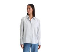 Langarmbluse MARC O'POLO "aus Premium-Baumwoll-Popeline", Damen, Gr. 44, bright blau, Obermaterial: 100% Baumwolle, gestreift, loose fit, Manschette, Blusen (79776469-44) bright blau