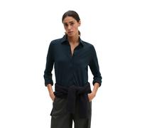 Langarmbluse MARC O'POLO "aus Single Jersey mit Paper-Finish", Damen, Gr. M, blau (martime blau), Obermaterial: 95% Baumwolle, 5% Elasthan, unifarben, Basic, regular fit normal, normaler Saum, Blusen