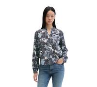 Langarmbluse MARC O'POLO "aus TENCEL™ Lyocell", Damen, Gr. 40, dunkelgrau, Obermaterial: 100% Lyocell, bedruckt, regular fit normal, V-Ausschnitt, Manschette, Blusen (60892527-40) dunkelgrau