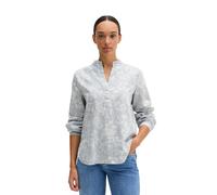 Langarmbluse MARC O'POLO "aus weichem Baumwollstoff", Damen, Gr. 44, grau (light blau), Obermaterial: 100% Baumwolle, bedruckt, loose fit normal, V-Ausschnitt, Manschette, Blusen (72489150-44) light b