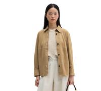 Langarmbluse MARC O'POLO "aus weichem Ziegen-Veloursleder", Damen, Gr. 36, earthy taupe, Obermaterial: 100% Leder (Ziege); Futter: 100% Baumwolle, unifarben, regular fit normal, Blusen (20969332-36) e