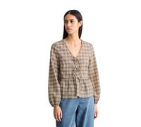 Langarmbluse MARC O'POLO DENIM "aus Baumwolle-Mix", Damen, Gr. XS, sanftes weiß, Obermaterial: 52% Baumwolle, 40% Polyester, 8% Polyamid, kariert, regular fit normal, Bündchen, Blusen (25973046-XS) sa