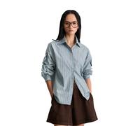Langarmbluse MARC O'POLO DENIM "aus gestreifter Papertouch-Popeline", Damen, Gr. L, light blau, Obermaterial: 100% Baumwolle, gestreift, regular fit normal, Manschette, Blusen (30258903-L) light blau
