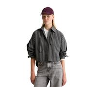 Langarmbluse MARC O'POLO DENIM "aus gestreifter Papertouch-Popeline", Damen, Gr. XL, grau (dunkelgrau), Obermaterial: 100% Baumwolle, gestreift, regular fit normal, Manschette, Blusen (50323940-XL) du