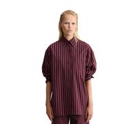 Langarmbluse MARC O'POLO DENIM "aus gestreifter Papertouch-Popeline", Damen, Gr. XS, rot (dunkelrot), Obermaterial: 100% Baumwolle, gestreift, relaxed fit normal, Manschette, Blusen (72701610-XS) dunk