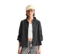 Hemdbluse MARC O'POLO DENIM, Damen, Gr. M, grau (light graphite), Cord, Obermaterial: 100% Baumwolle, unifarben, regular fit hüftbedeckend, 1-Knopf-Manschette, Blusen Hemdbluse, aus reiner Bio-Baumwol