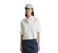 Marc O'Polo Denim Damen Oxford-Bluse aus Bio-Baumwolle Cropped, Weiß (Silky White), XL