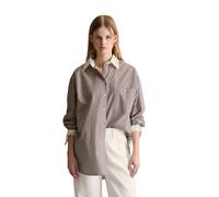 Langarmbluse MARC O'POLO DENIM "aus Papertouch Popeline", Damen, Gr. XL, dunkelrot, Obermaterial: 100% Baumwolle, gestreift, loose fit normal, Blusen (25820866-XL) dunkelrot